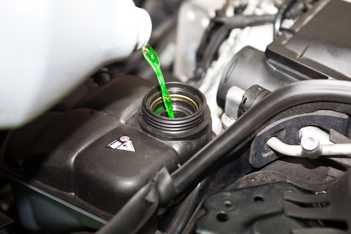 Pouring antifreeze to the car