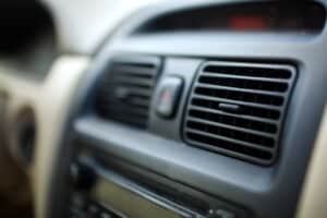 Close up of car heater vents and stereo.