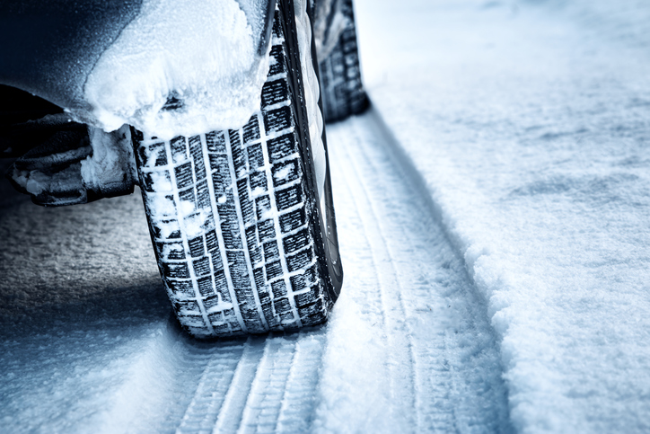 car tires snowy road