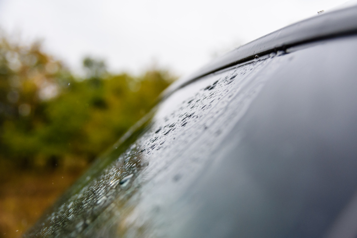windscreen covered in rain