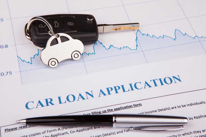 Car loan application form lay down on desk