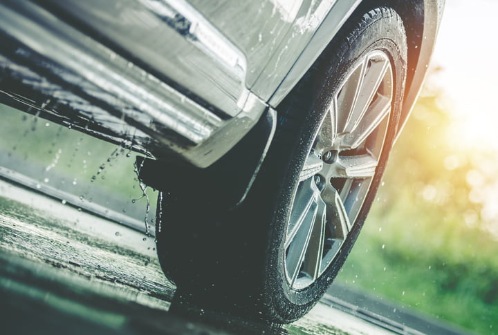 Car driving in the rain tyre maintenance advice