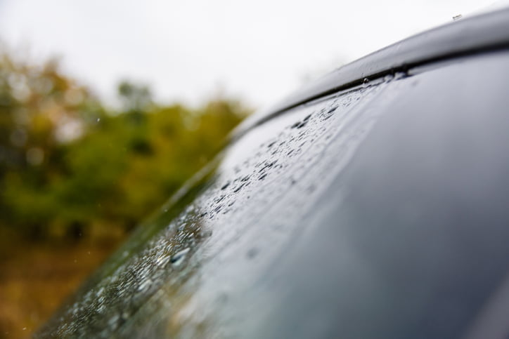 Rain drops on a windscreen of the car