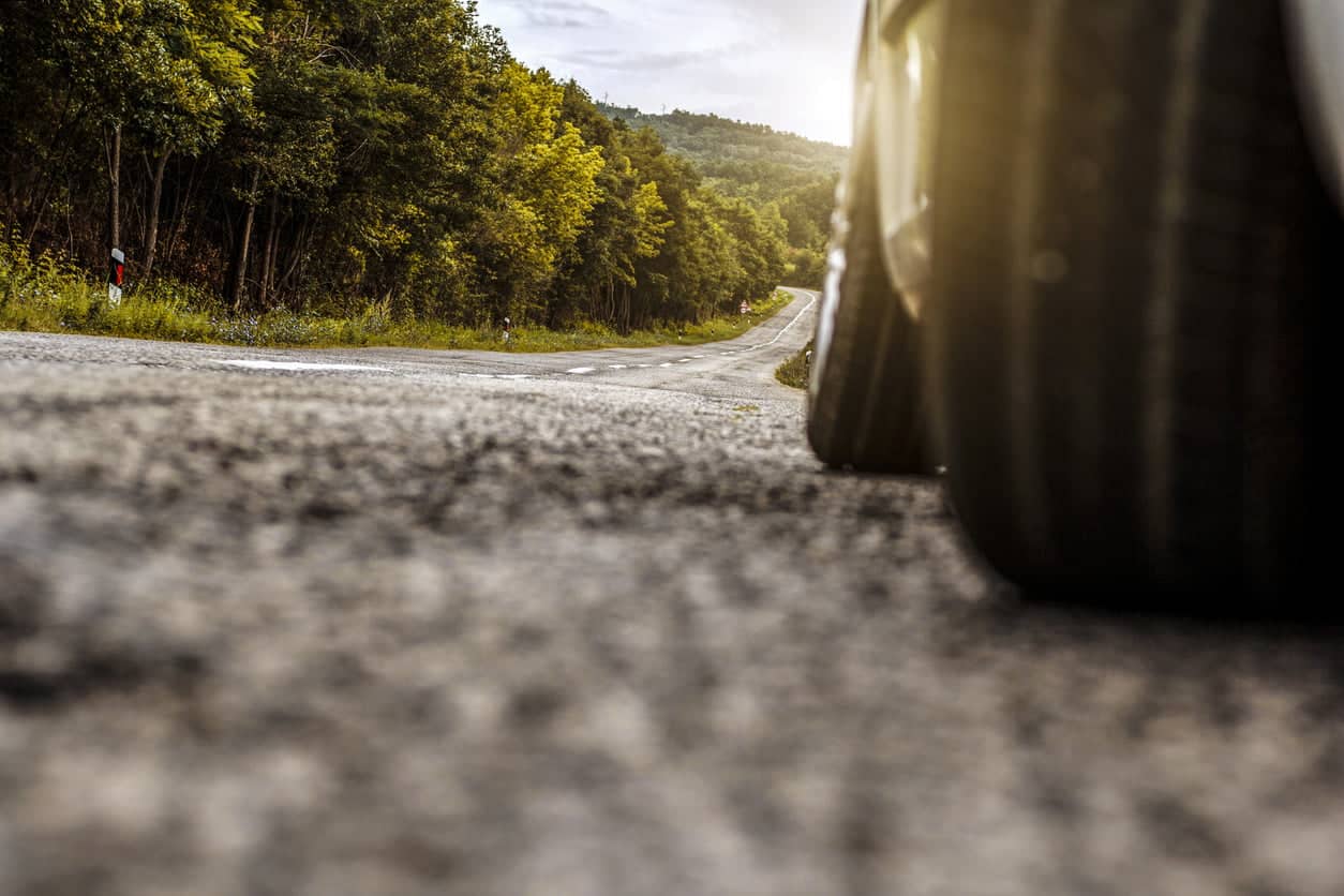 Close up of a car driving 