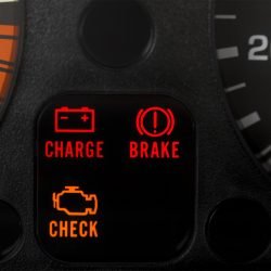 Car warning lights on dashboard
