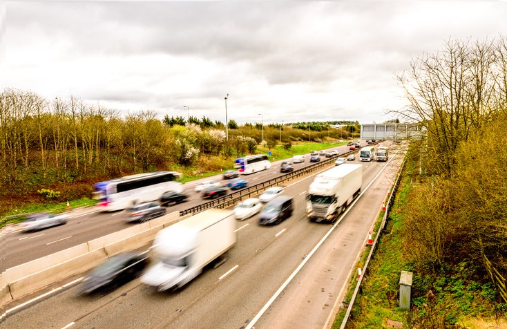 Shot of a busy UK Motorway 