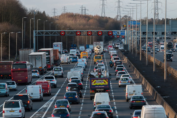 rush hour traffic on smart motorway