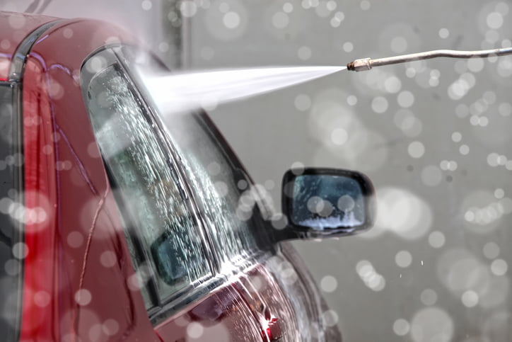 close up shot of car washing