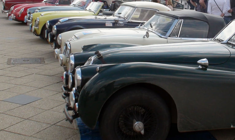classic cars in a row 