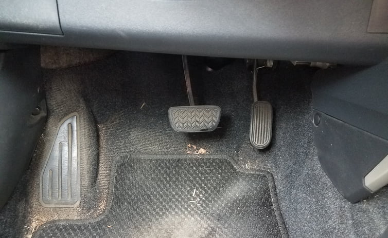 gas brake and brake pedals in a car