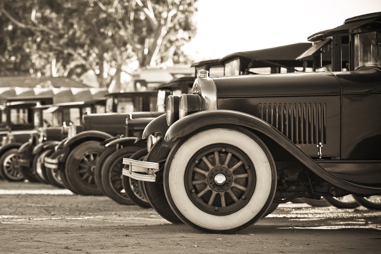 image of row of old cars