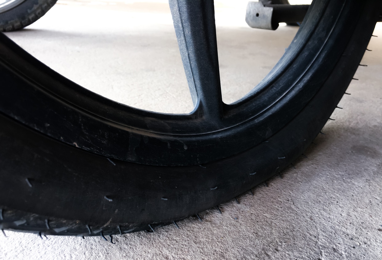 Motorbike flat tire