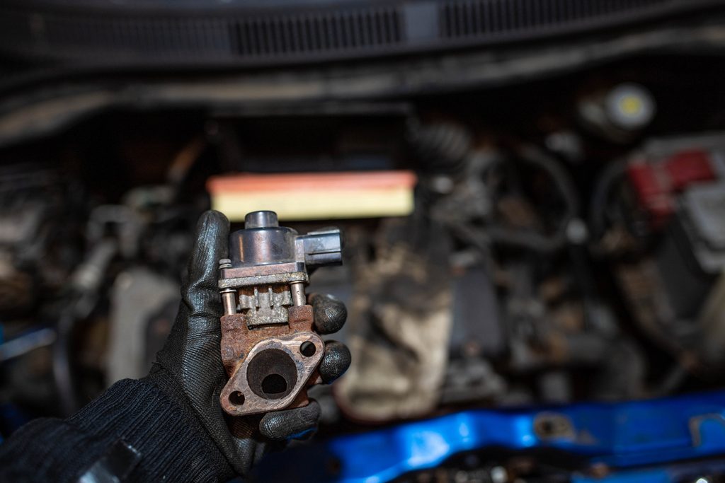 contaminated EGR valve of the car engine.