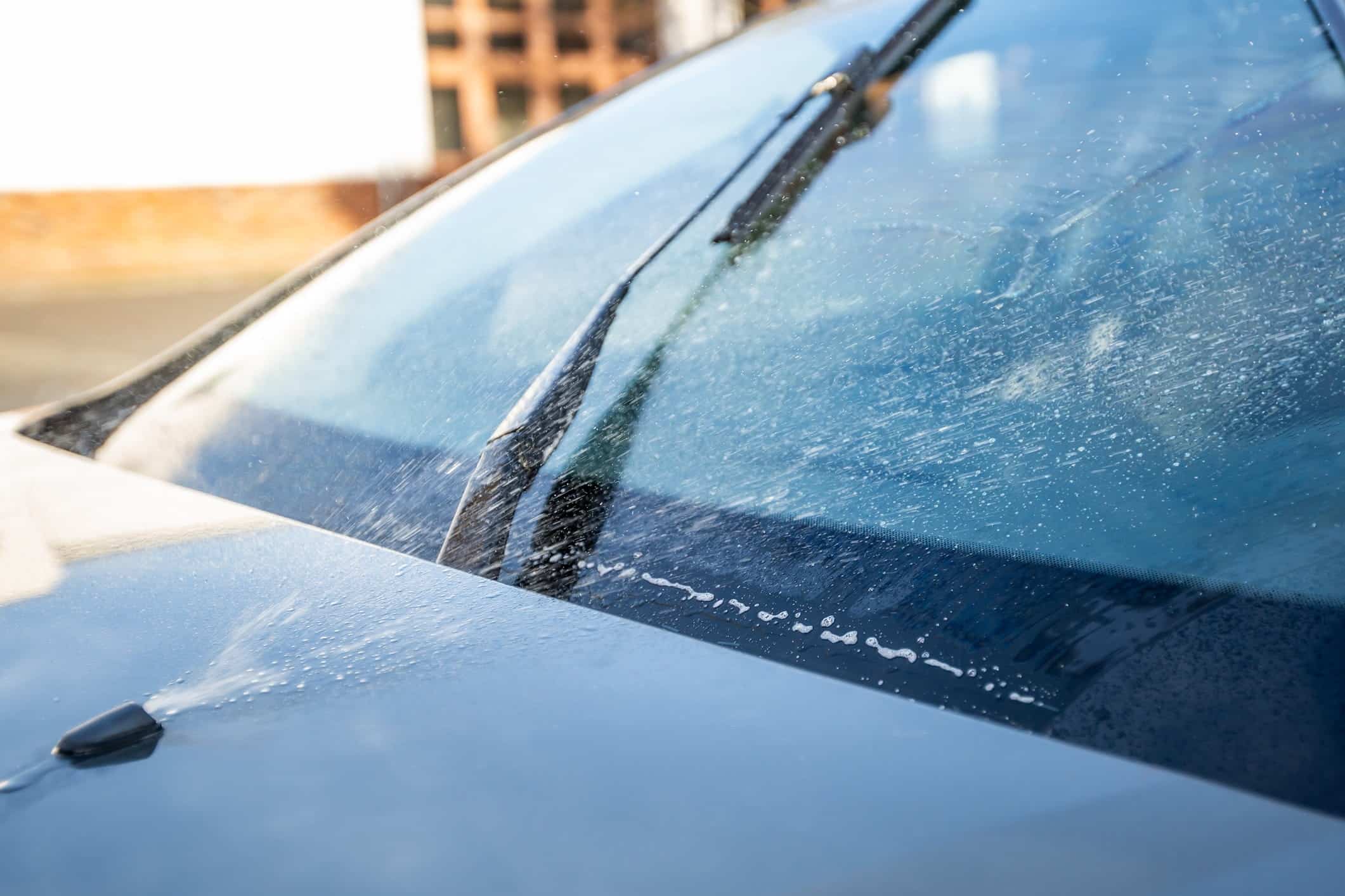 Holts all seasons screen wash sprayed onto windscreen